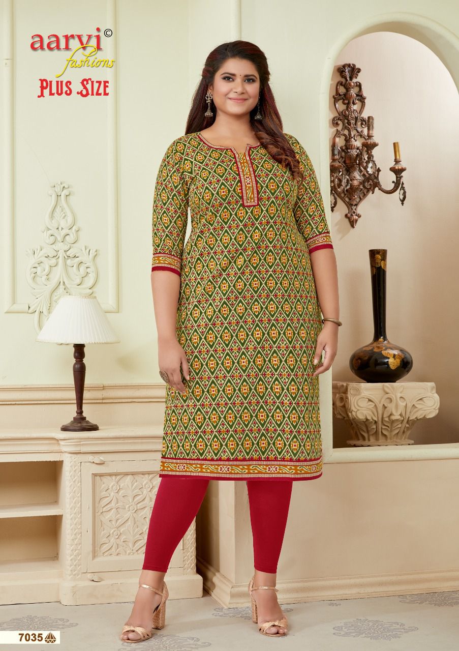 Aarvi Plus Size Vol 2 Regular Wear Wholesale Printed Kurtis
